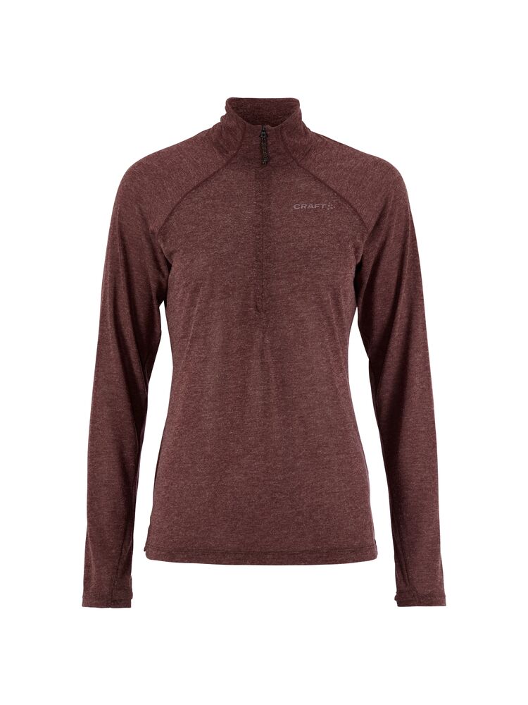 Wool LS Tee W Dk fig/Melange