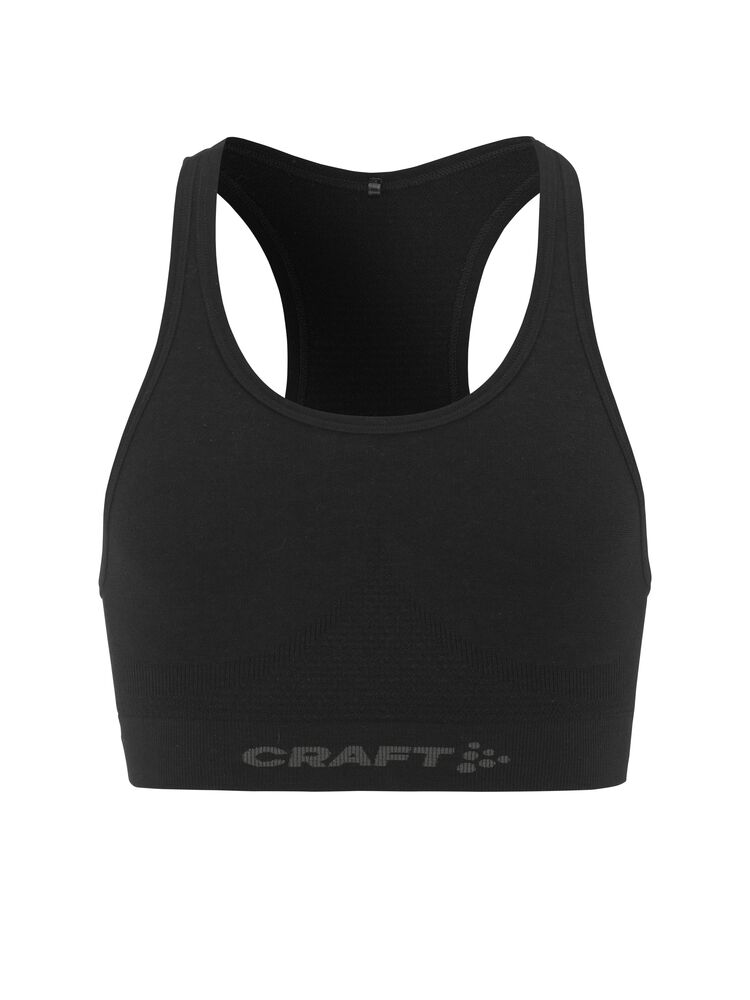 Wool Seamless Bra W Svart