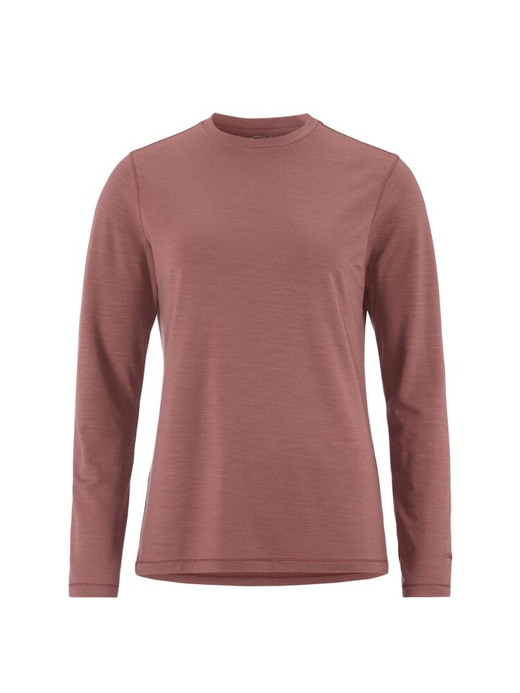 Wool Jersey LS CN W Rosébrun