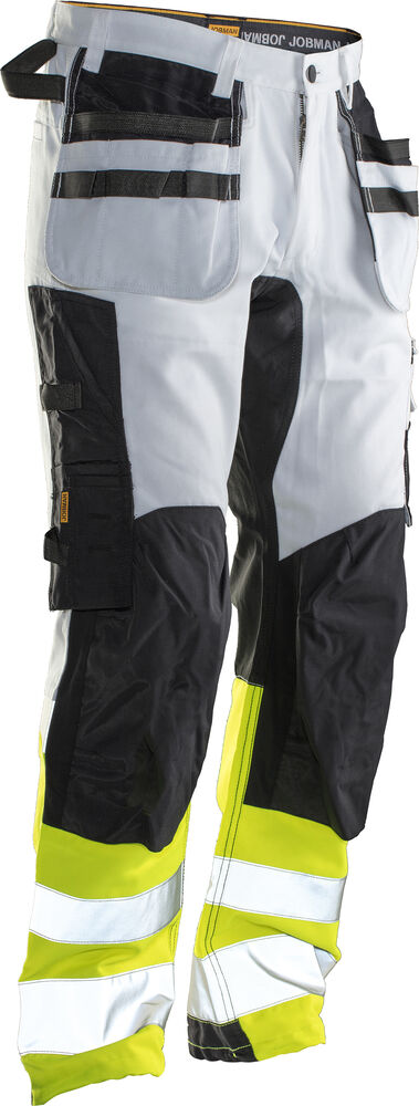 2134 Hantverksbyxa Core Stretch Varsel Vit/Gul