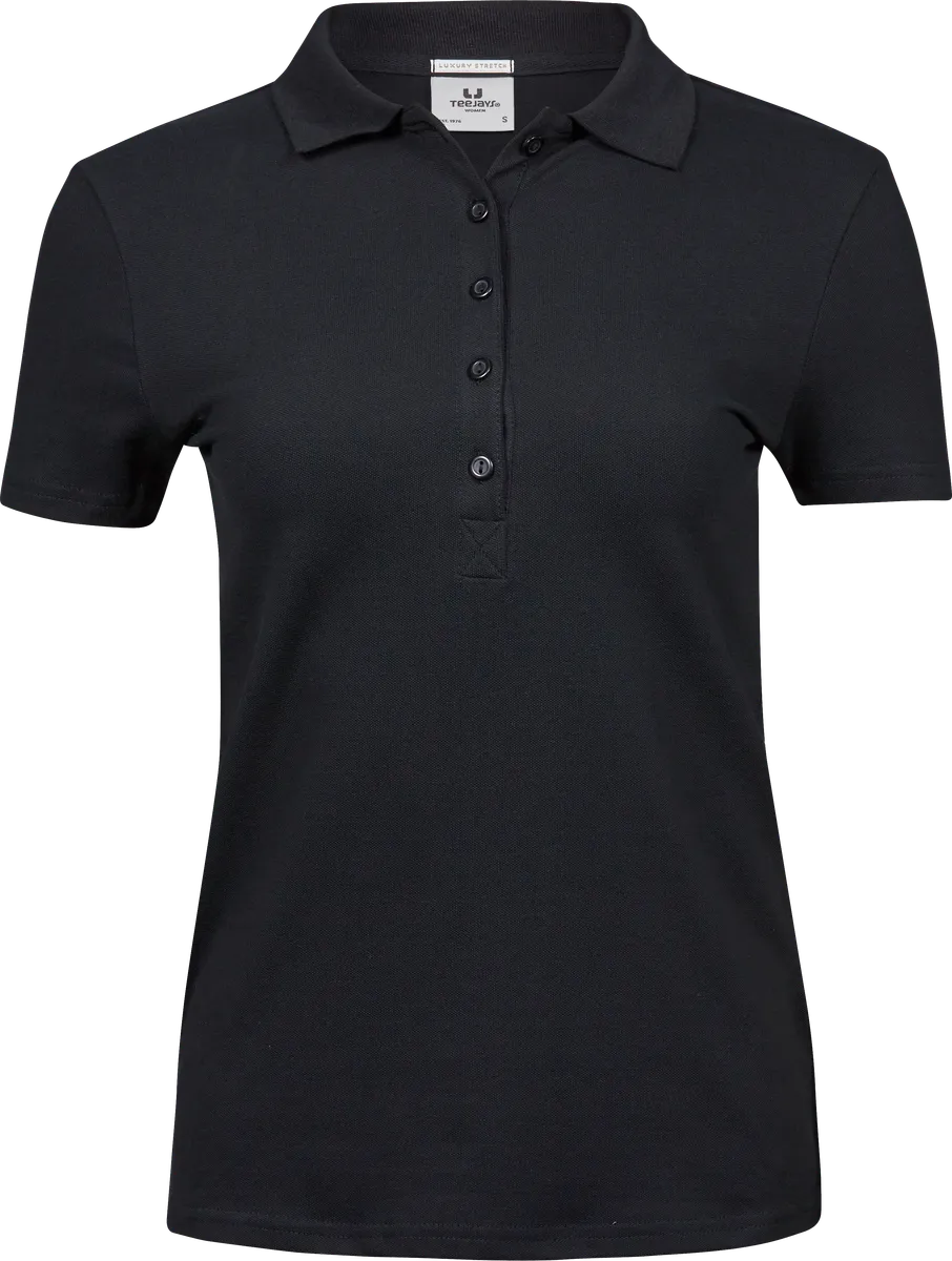 Luxury Stretch Polo, piké för damer Svart