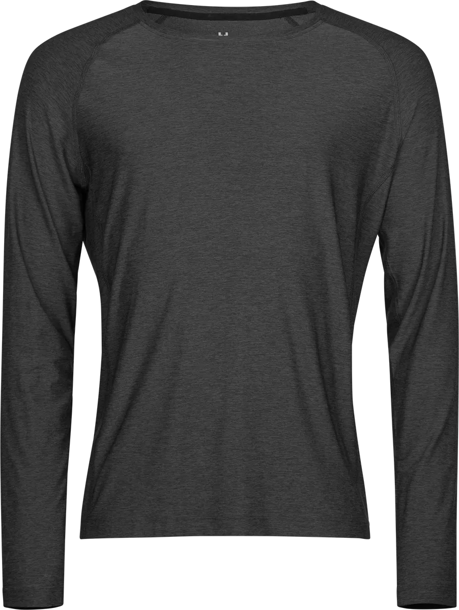 Long Sleeve CoolDry Tee, långärmad t-shirt för herrar Svart melange