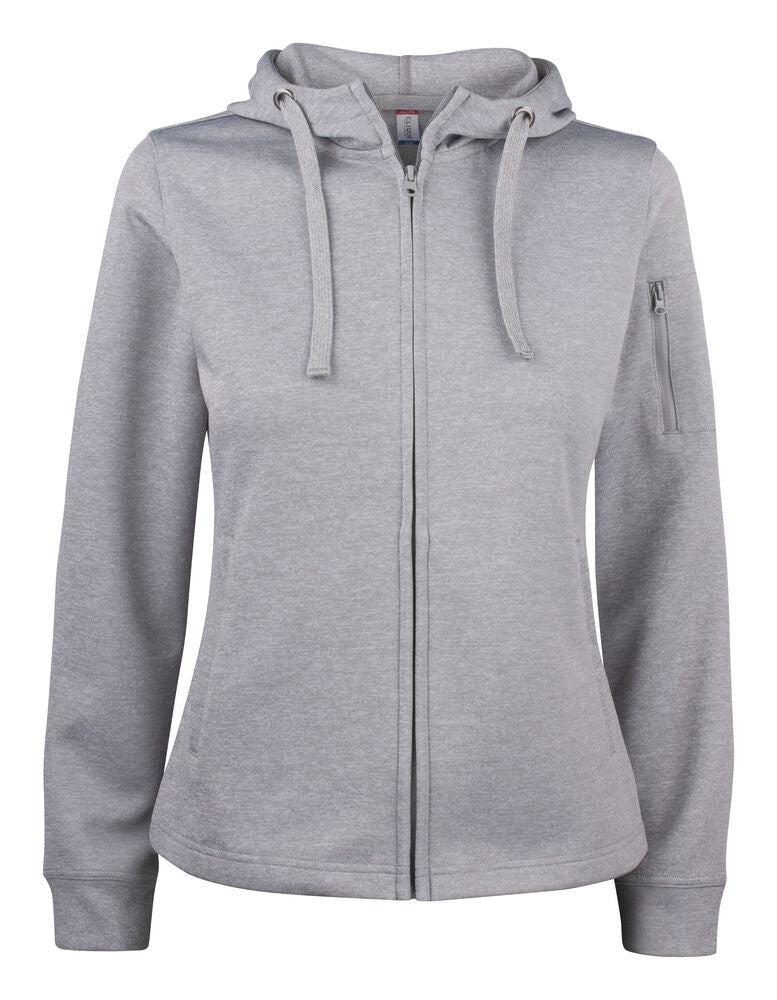 Basic Active Hoody Full Zip Women Gråmelerad
