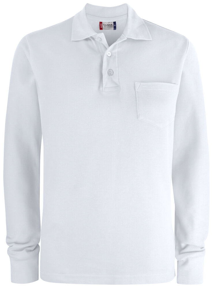 Basic Polo Pocket L/S Vit