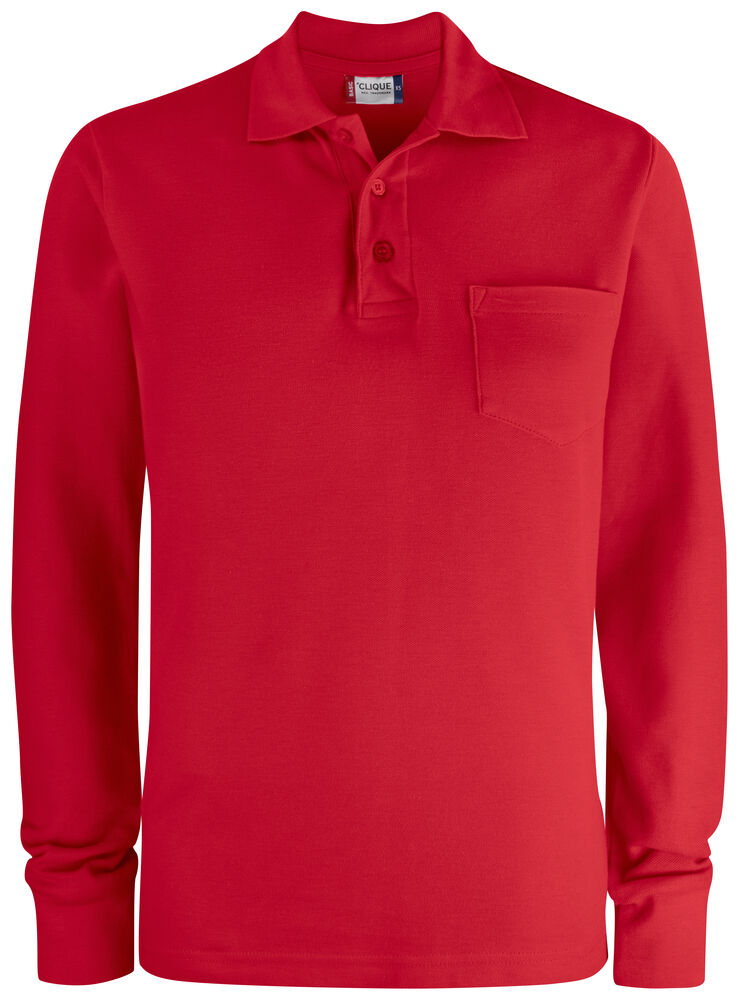 Basic Polo Pocket L/S Röd