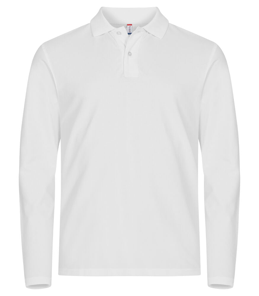 Stretch Premium Polo L/S Vit