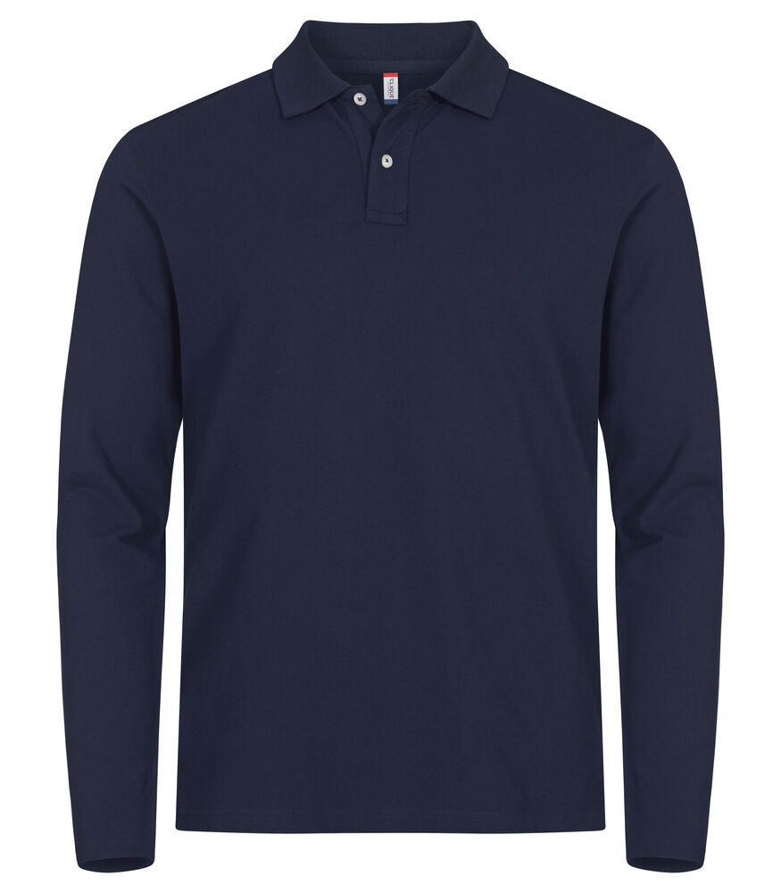 Stretch Premium Polo L/S Mörk marin