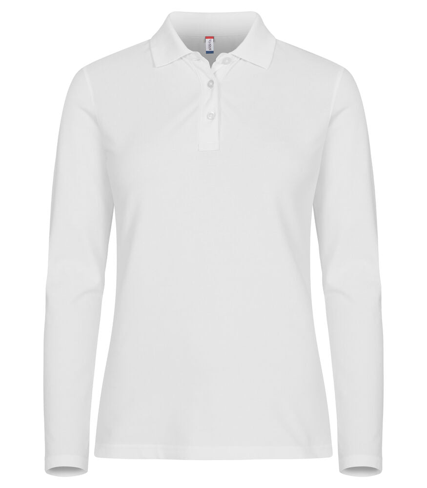 Stretch Premium Polo L/S Women Vit