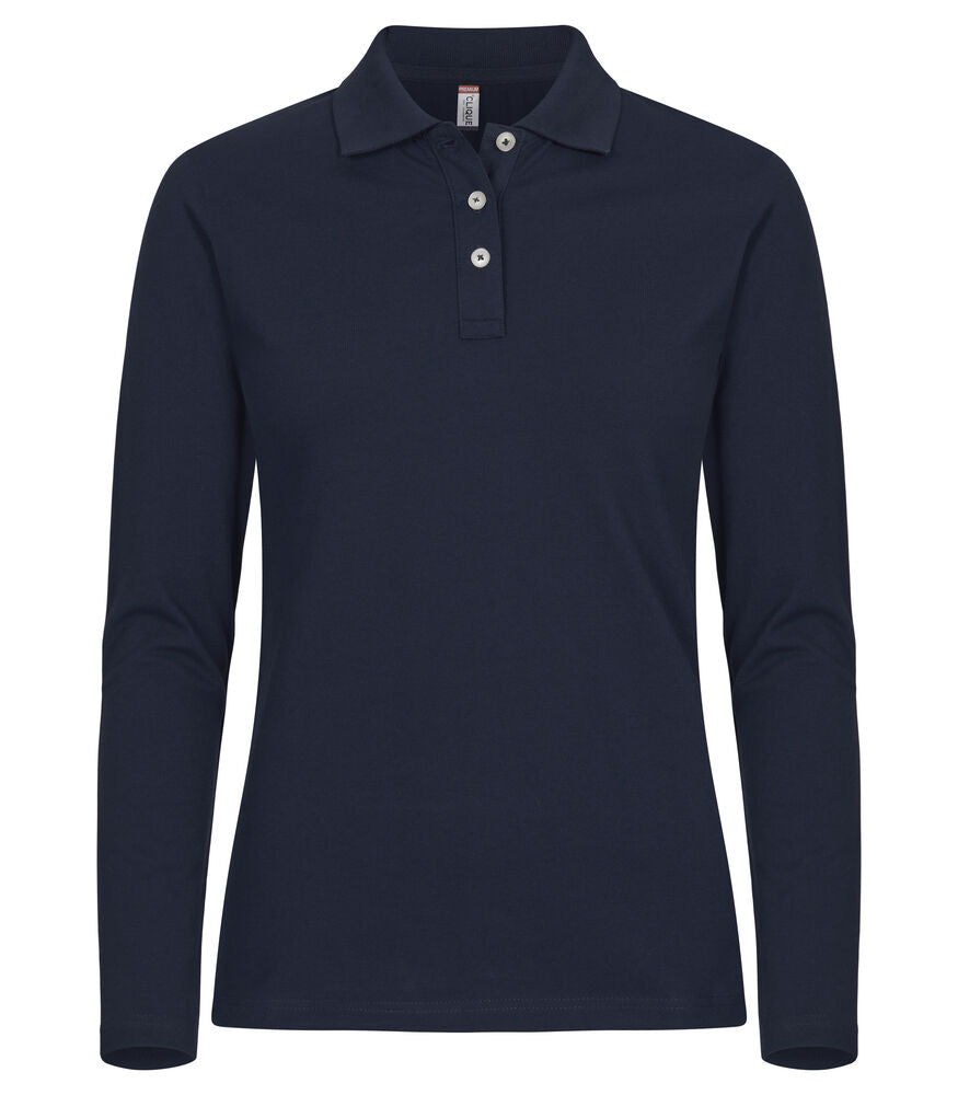 Stretch Premium Polo L/S Women Mörk marin