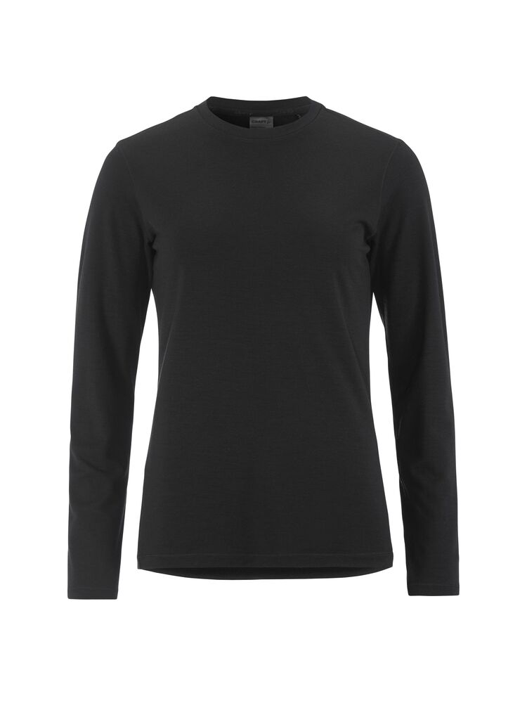 Wool Jersey LS CN W Svart