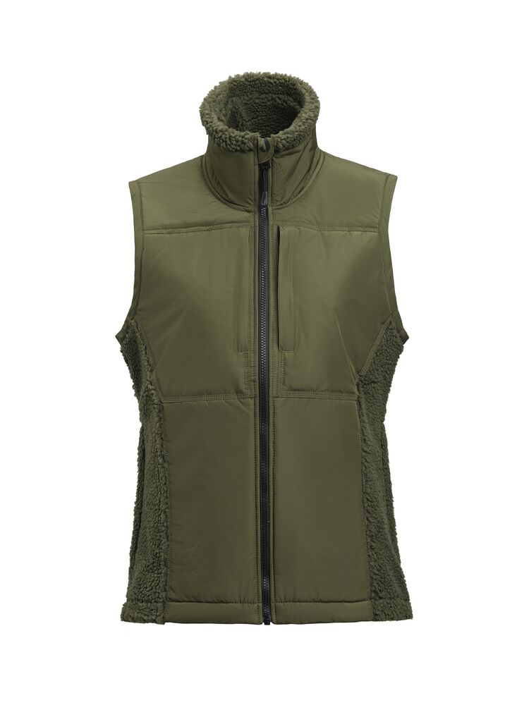 1178 Pile Vest W Olivgrön