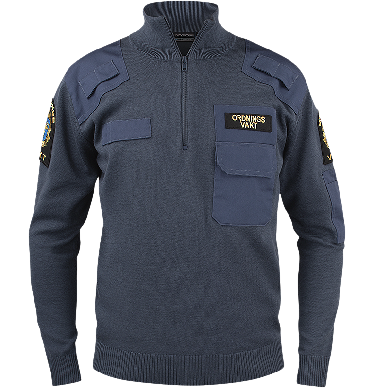 Natotröja med ½ zip & krage Blå