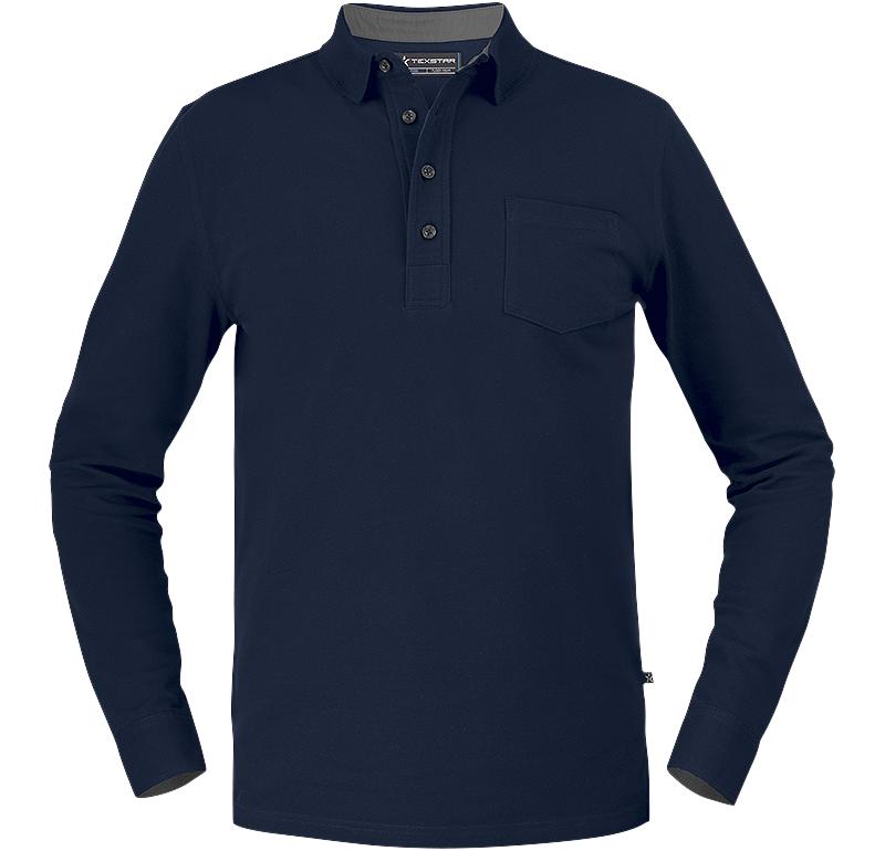 Stretch Pique Shirt Long Sleeve Marinblå
