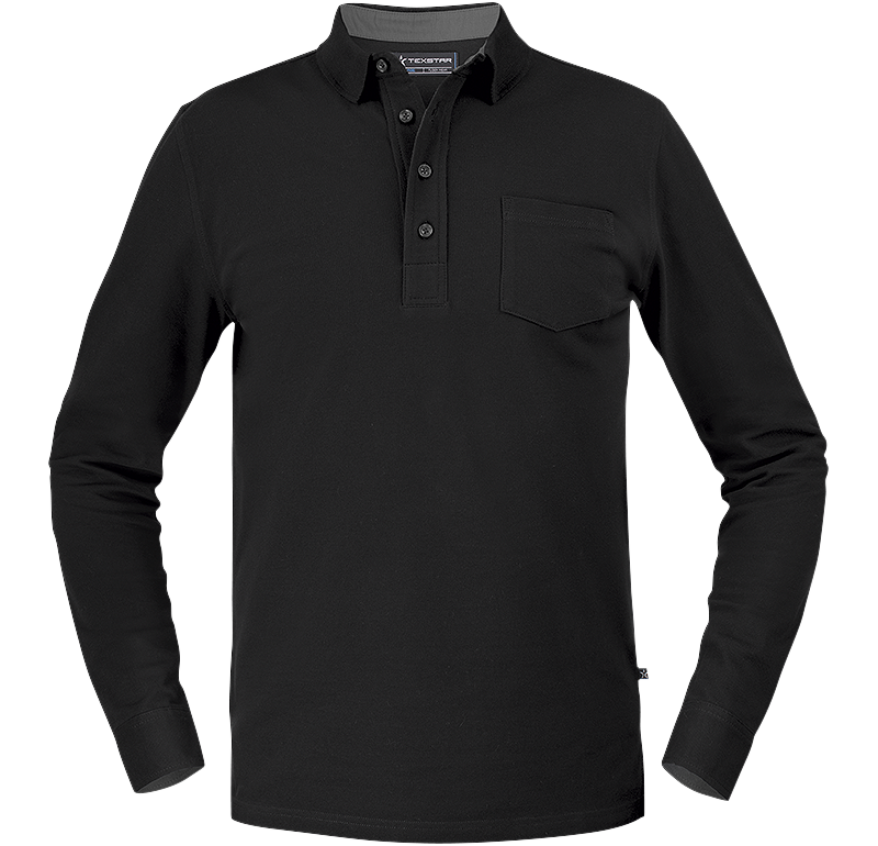 Stretch Pique Shirt Long Sleeve Svart