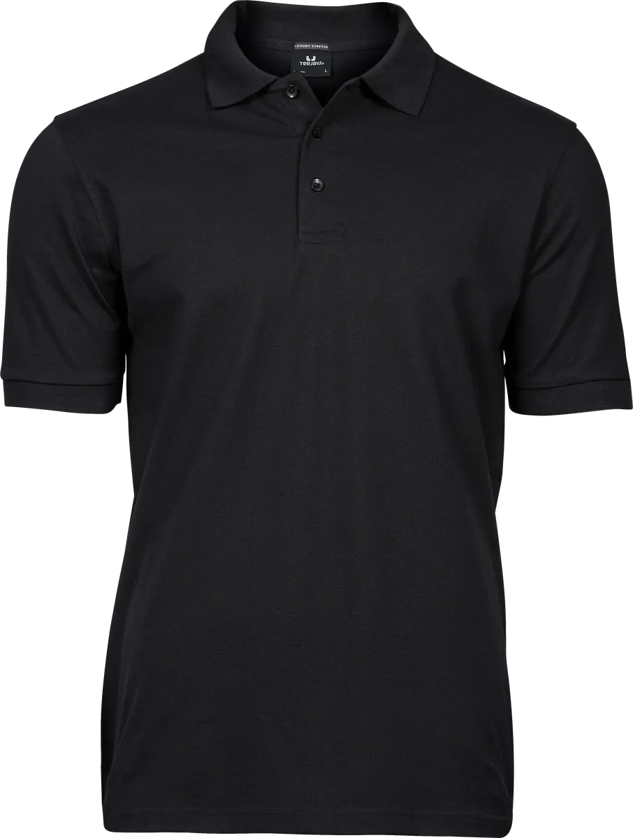 Luxury Stretch Polo, piké för herrar Svart