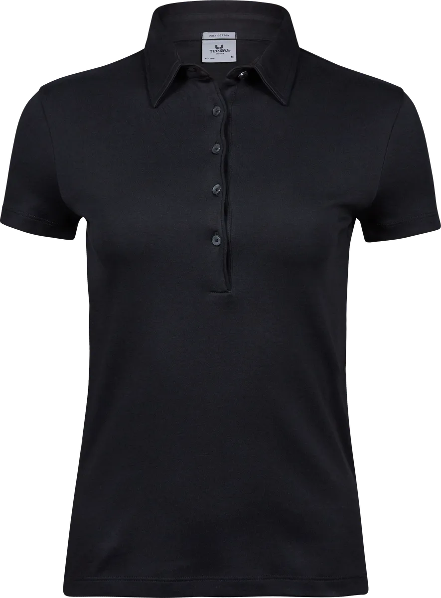 Pima Cotton Polo, piké för damer Svart