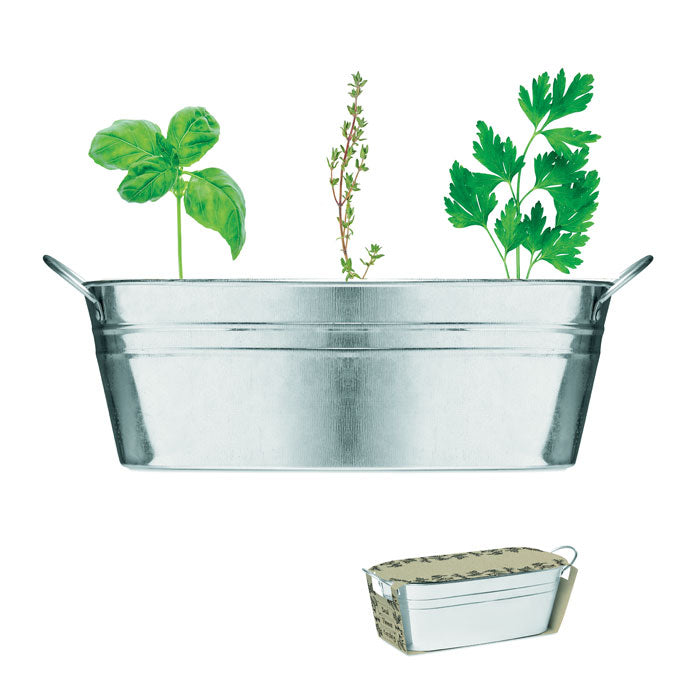 Zinkburk med 3 olika örtfrön Mix Seeds Matt silver